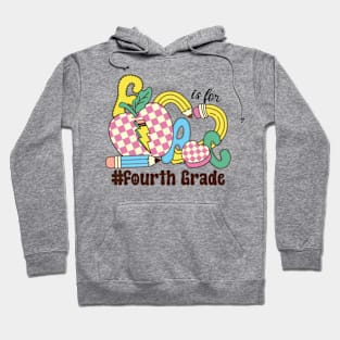 F Is For Fourth Grade Teacher Groovy Back to School Hoodie